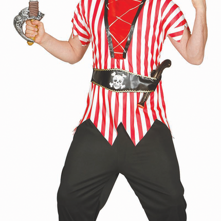 Costume da pirata rosso bianco uomo