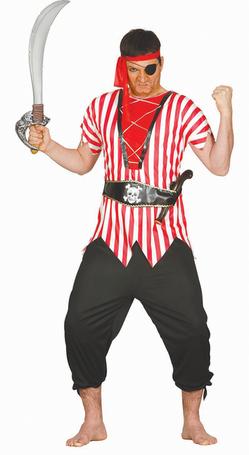 Costume da pirata rosso bianco uomo