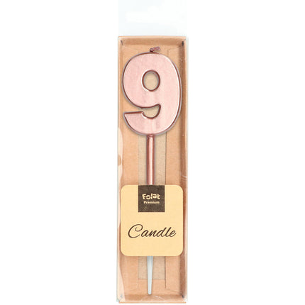 Candela Figura 9 Oro Rosa Metallizzato 15 cm