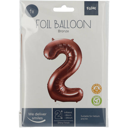 Pallone in foil Figura 2 Bronzo XL 86cm vuoto