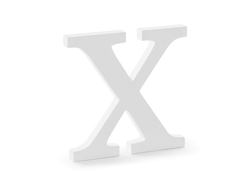 Lettera X bianca in legno 19,5 cm