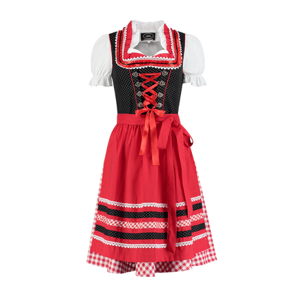 Abito Dirndl Rosso Bianco Oktoberfest Donna a scacchi