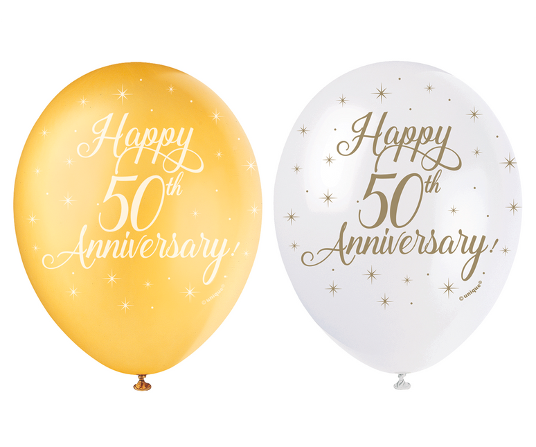 Palloncini Happy 50th Anniversary 30cm 5pz