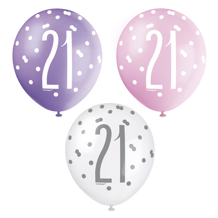 Palloncini 21 anni a pois 30cm 6pz