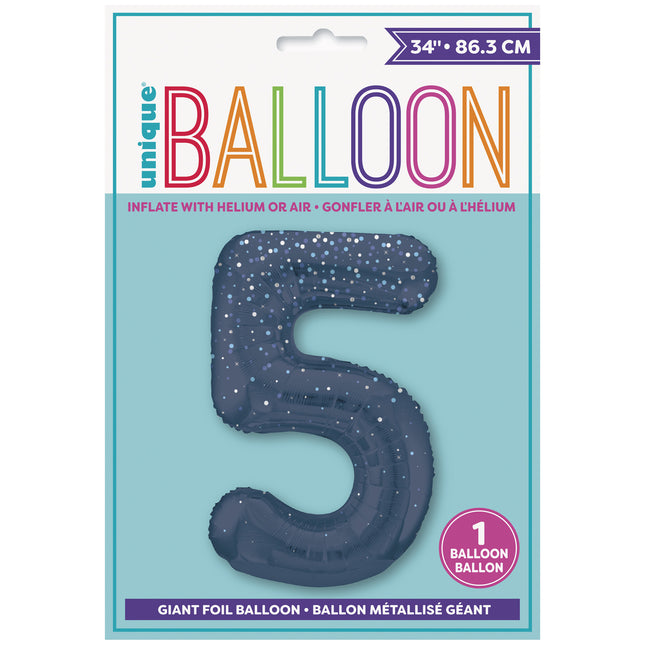 Palloncino a 5 anni a pois blu scuro 86 cm