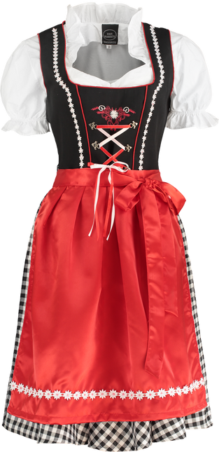 Abito Dirndl bianco e nero Oktoberfest Donna a scacchi