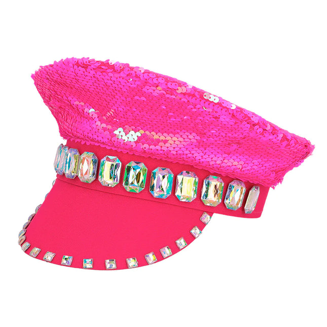 Cappellino rosa con paillettes reversibile