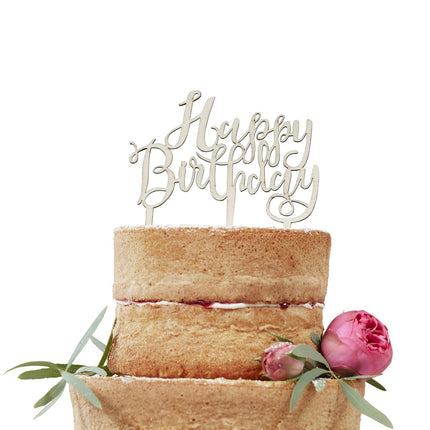 Cake topper Happy Birthday Legno 12,5 cm