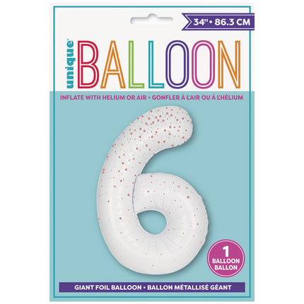 Palloncino figura 6 anni a pois bianchi 86cm