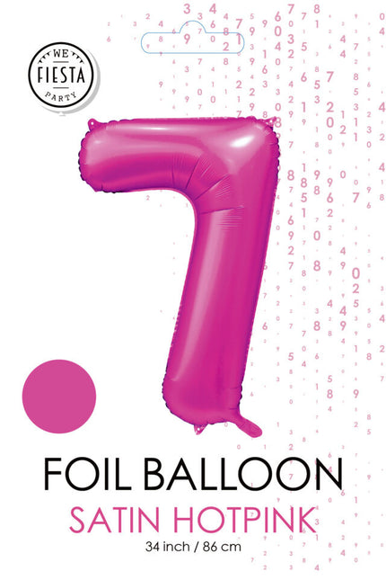 Palloncino Numero fucsia 7 anni lucido 86 cm