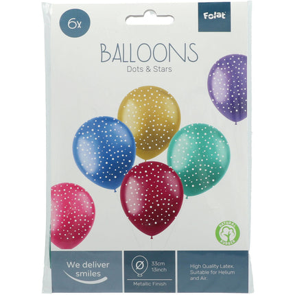 Palloncini Puntini e Stelle Colorati 33cm 6pz