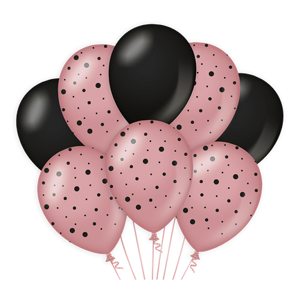 Palloncini oro rosa nero 30cm 6pz