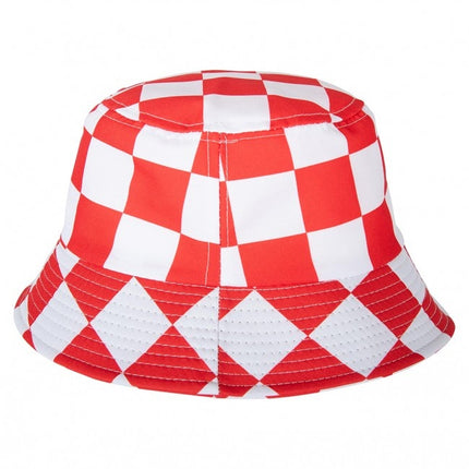 Cappello da pescatore rosso/bianco floccato