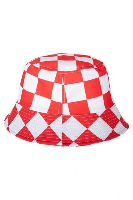 Cappello da pescatore rosso/bianco floccato