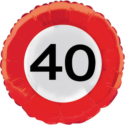 Palloncino ad elio 40 Years Traffic Sign 43cm vuoto