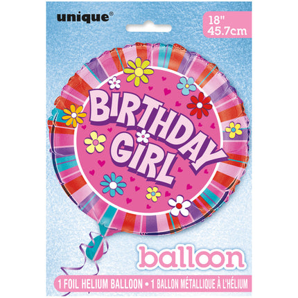 Palloncino ad elio Compleanno Ragazza Fiori 45cm vuoto