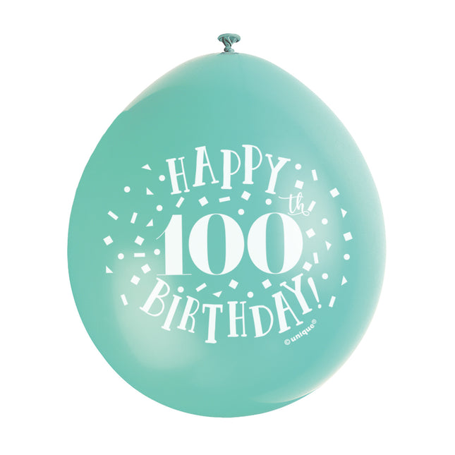 Palloncini Buon Compleanno 100 Anni 28cm 10pz