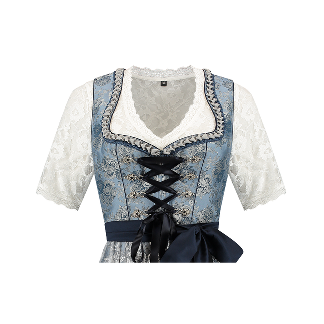 Dirndl 2-teilig, blau/grau Blumen