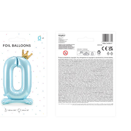 Palloncino Foil Figura 0 Azzurro Standard Vuoto 84cm