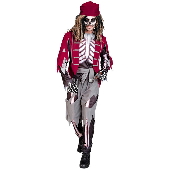 Costume di Halloween da uomo Pirata Scheletro