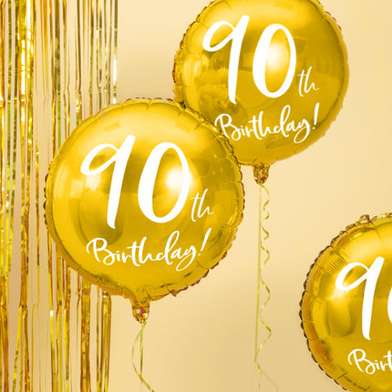 Palloncino ad elio 90° compleanno oro vuoto 45 cm