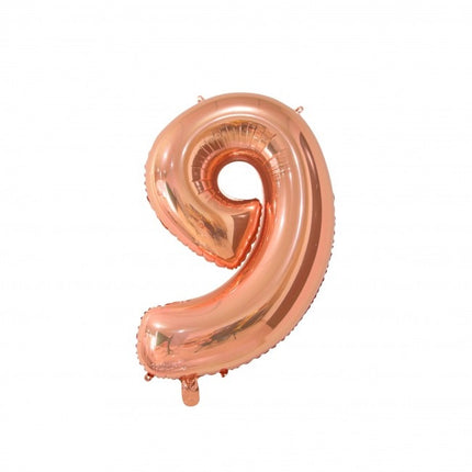 Pallone in foil Figura 9 Oro Rosa 66 cm