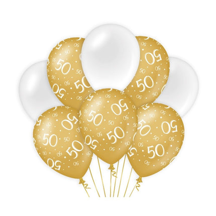 Palloncini 50 anni oro bianco 30cm 8pz