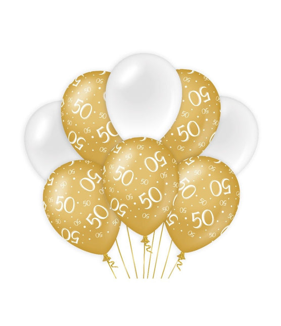 Palloncini 50 anni oro bianco 30cm 8pz