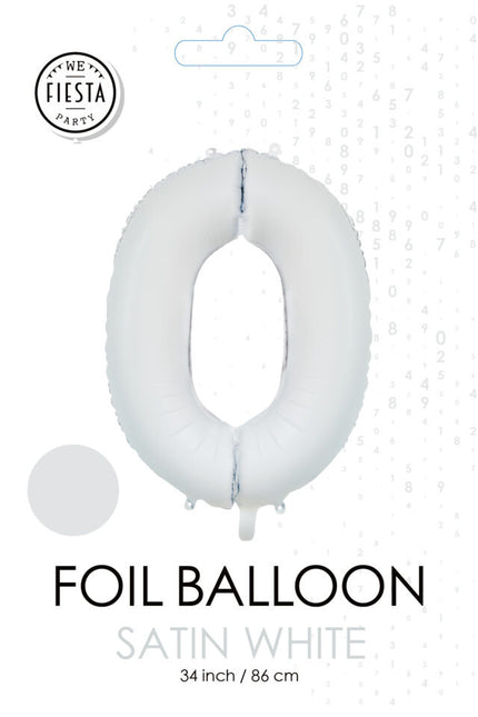 Palloncino numero bianco 0 anno lucido 86 cm