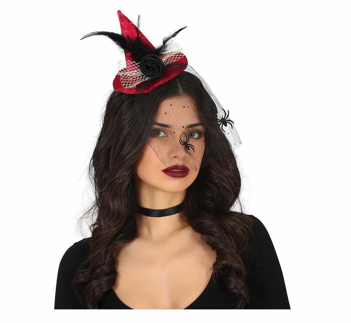 Cappello da strega con cerchietto rosso per Halloween