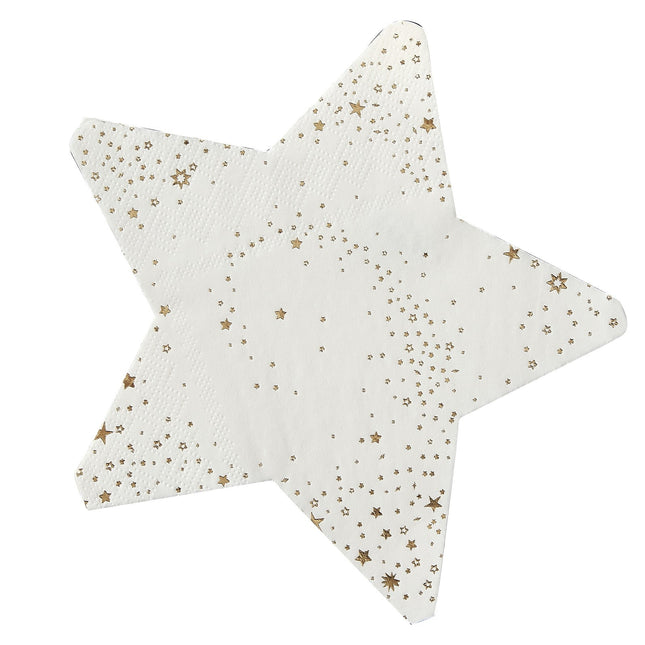 Tovaglioli Stelle Oro/Bianco 16,5cm 16pz