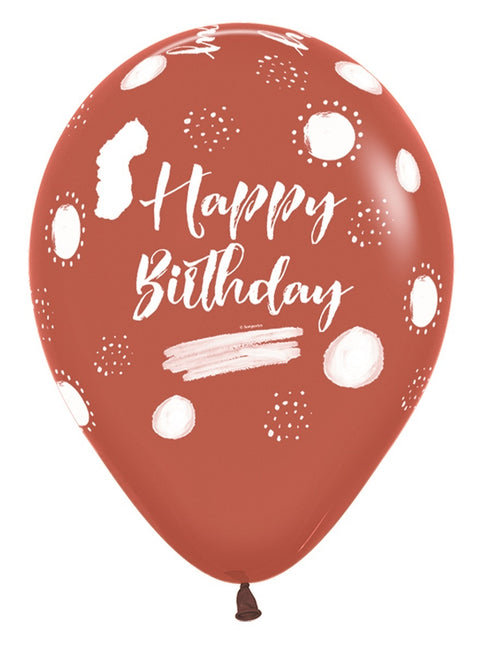 Palloncini Happy Birthday Terra Natural Mix 30cm 25pz