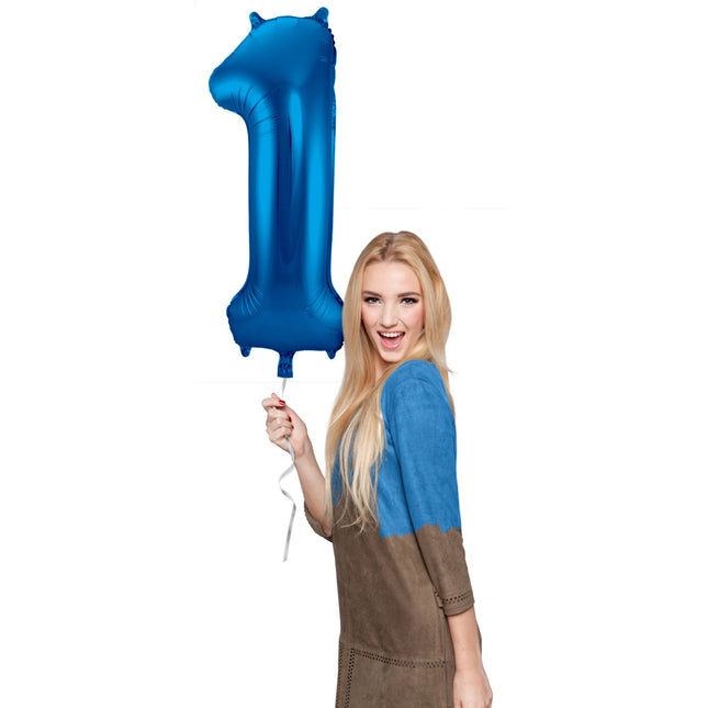 Palloncino Foil Figura 1 Blu Metallizzato XL 86cm Vuoto