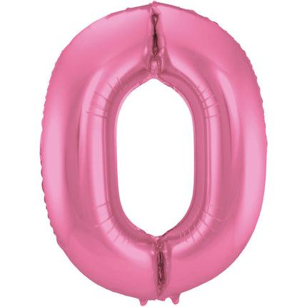 Palloncino Foil Figura 0 Rosa Opaco XL 86cm vuoto