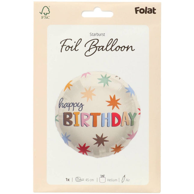 Palloncino ad elio colorato Happy Birthday vuoto 45 cm