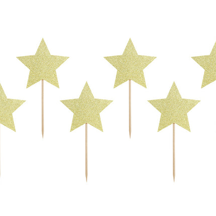 Cake topper Stelle oro 11,5 cm 6 pezzi