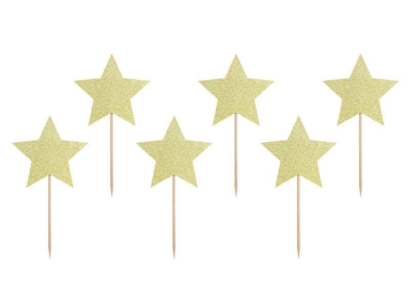 Cake topper Stelle oro 11,5 cm 6 pezzi