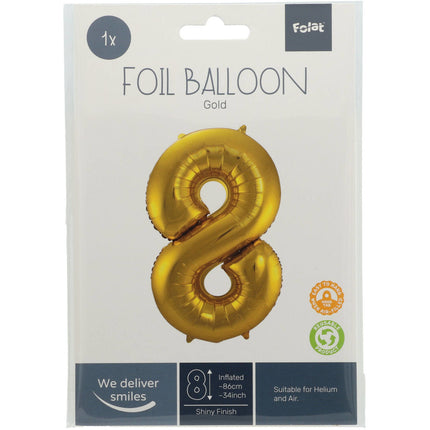 Palloncino Foil Figura 8 Oro Metallizzato XL 86cm vuoto