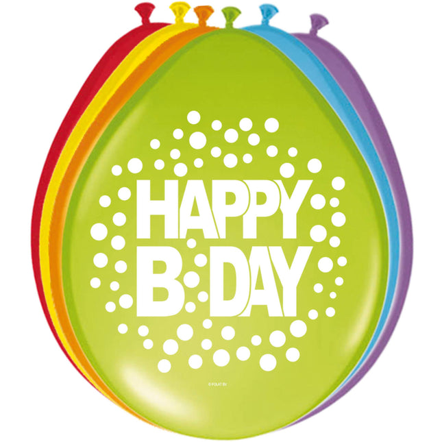 Palloncini di compleanno Happy Birthday Dots 30cm 8pcs
