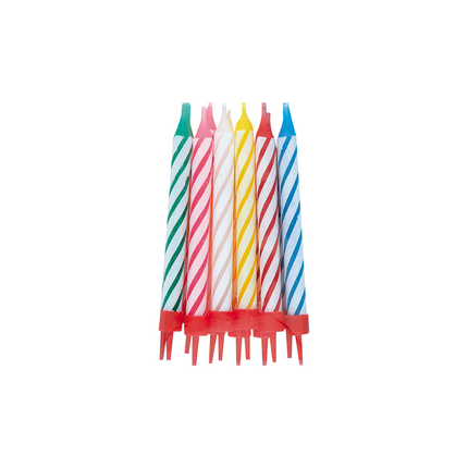 Candele di compleanno a strisce 15cm 12pz