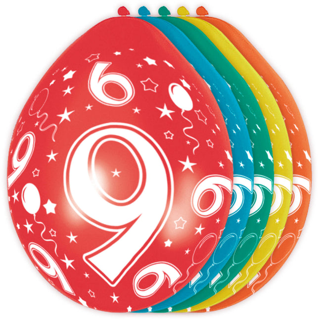 Palloncini 9 anni decorazione 30cm 5pz