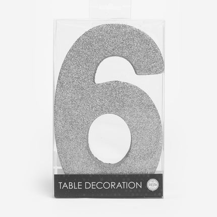 Decorazione da tavolo argentata Figura 6 Glitter 20,5 cm