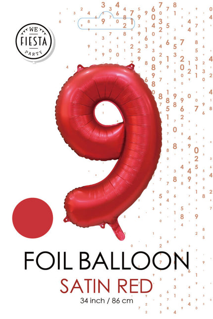 Palloncino numero rosso 9 anni lucido 86 cm