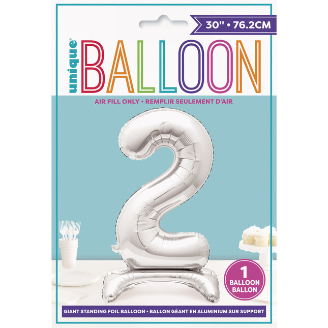 Palloncino in foil Figura 2 Silver Standard 76 cm