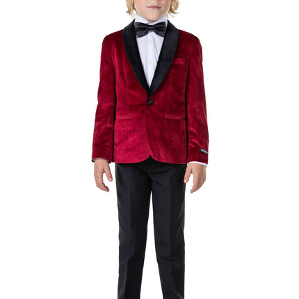 Blazer in velluto rosso bordeaux Ragazzo OppoSuits