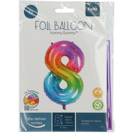 Palloncino in foil Figura 8 Arcobaleno XL 81cm vuoto