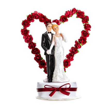 Cake topper matrimonio coppia cuore 16cm