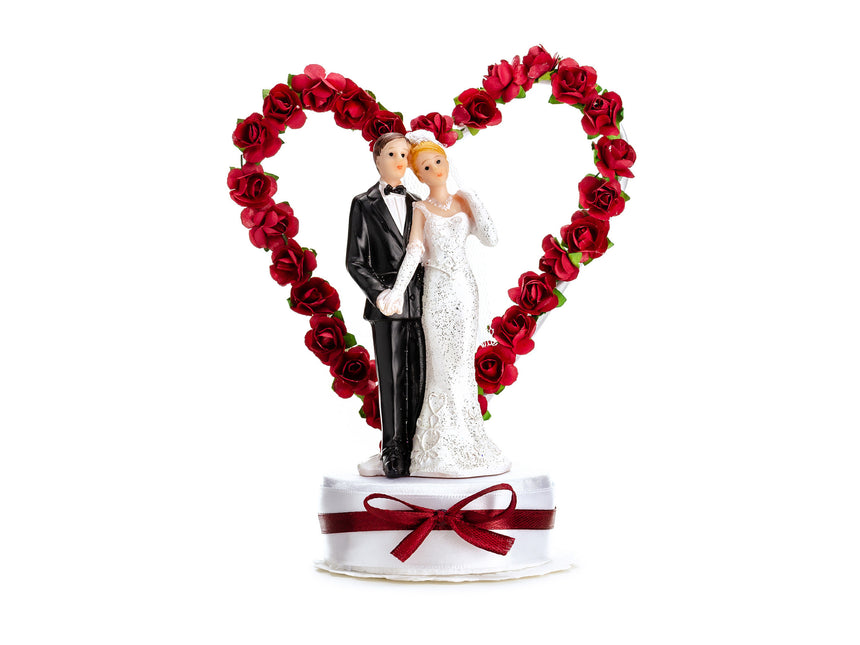 Cake topper matrimonio coppia cuore 16cm