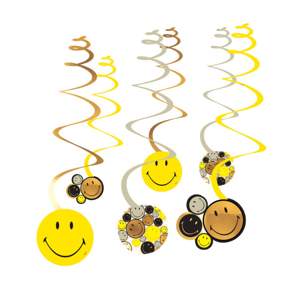 Decorazione colorata da appendere Smiley 1,3 m 6 pezzi