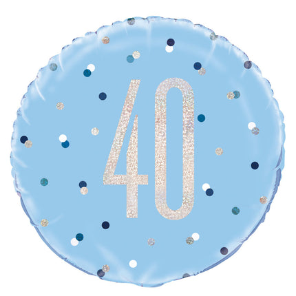 Palloncino ad elio 40 anni blu 45 cm vuoto